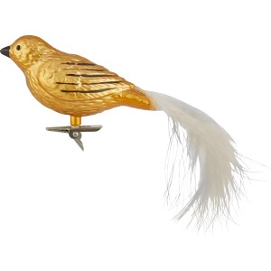 Hellbrauner Weihnachts-Deko-Vogel mit Clip, 2er Set, für Baumbehang.