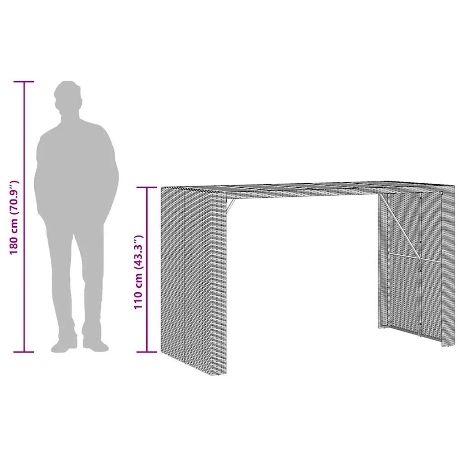 vidaXL Gartenbar-Set, 5-teilig, grau, Rattan & Akazie. Gartenmöbel für Terrasse und Garten.
