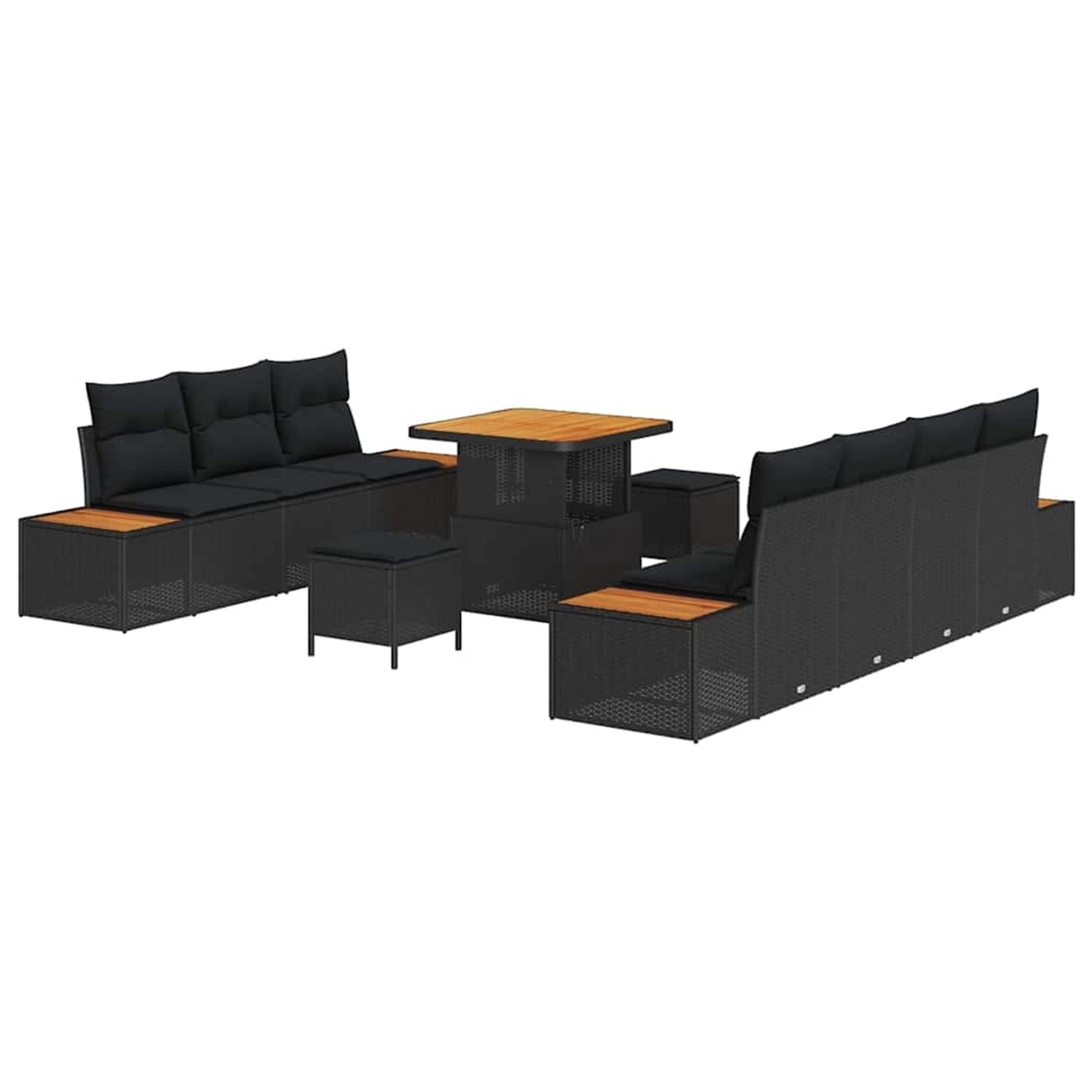 vidaXL Garten-Sofa-Set mit Kissen 10-Tlg Schwarz Poly Rattan 3362874 günstig online kaufen
