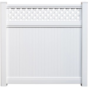 Weißer Kunststoffzaun Country Line mit Rankgitter, 175x180 cm, für stilvollen Sichtschutz im Garten.
