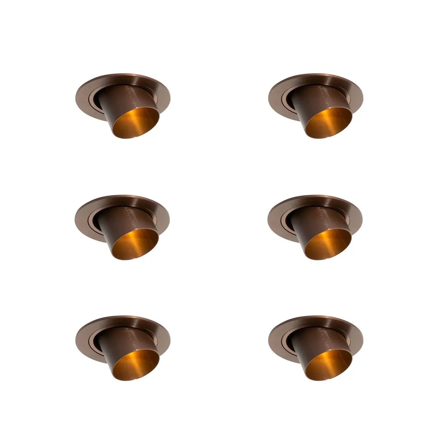 QAZQA Set mit 6 Einbaustrahlern Dunkelbronze GU10 35mm Rund Kippbar Installa