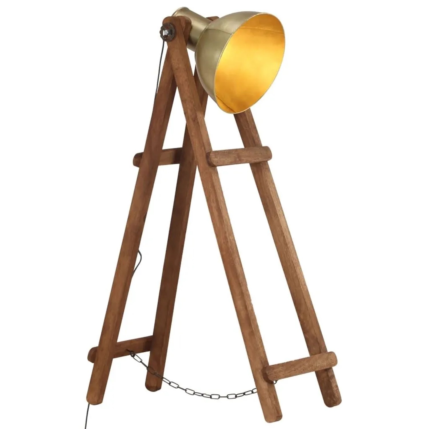 vidaXL Stehlampe Messing E27 Mango Massivholz 320588