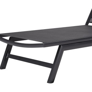 Detailansicht der schwarzen ebuy24 Stara Sonnenliege. Gartenmöbel mit Textilbespannung.