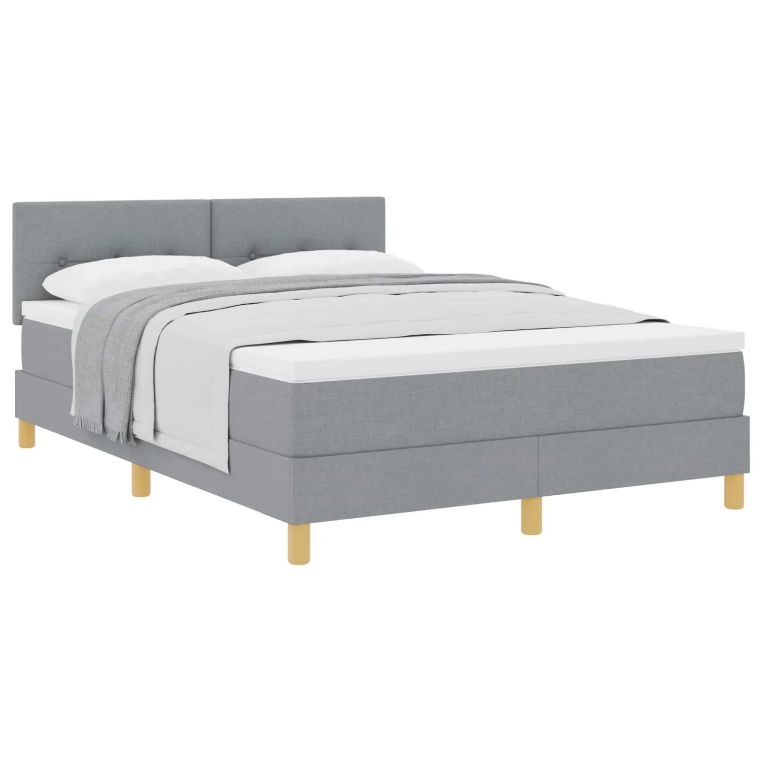 vidaXL Boxspringbett mit Matratze Hellgrau 140 x 200 cm Stoff 3338923 günstig online kaufen