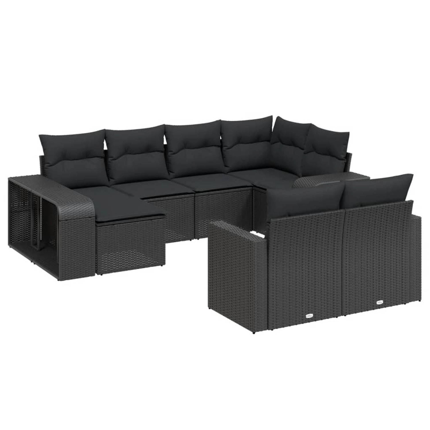 vidaXL 10-Tlg Garten-Sofagarnitur mit Kissen Schwarz Poly Rattan 3228895 günstig online kaufen