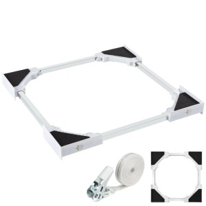 Tectake Verbindungsrahmen für Waschmaschine/Trockner, stufenlos verstellbar, silberfarben.