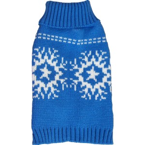 Blauer Heim Hundepullover mit Schneeflockenmuster, Größe 40.
