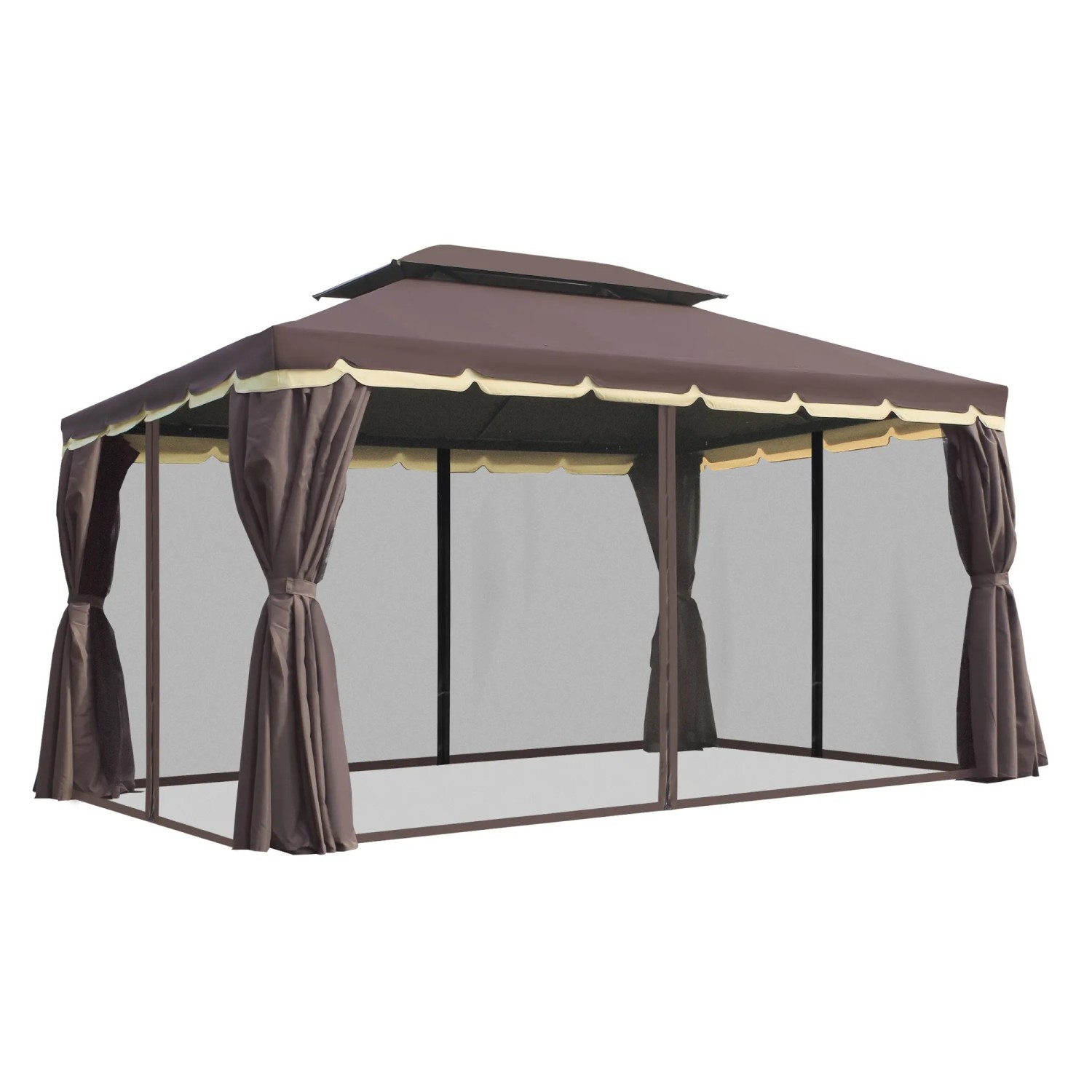 Outsunny Pavillon Aluminiumlegierung Kaffee Schwarz 390L x 290B x 280H cm günstig online kaufen