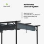Detailaufnahme: Blumfeldt Pantheon Pergola mit Rolldach in Dunkelgrau. Sonnenschutz für Garten & Terrasse.