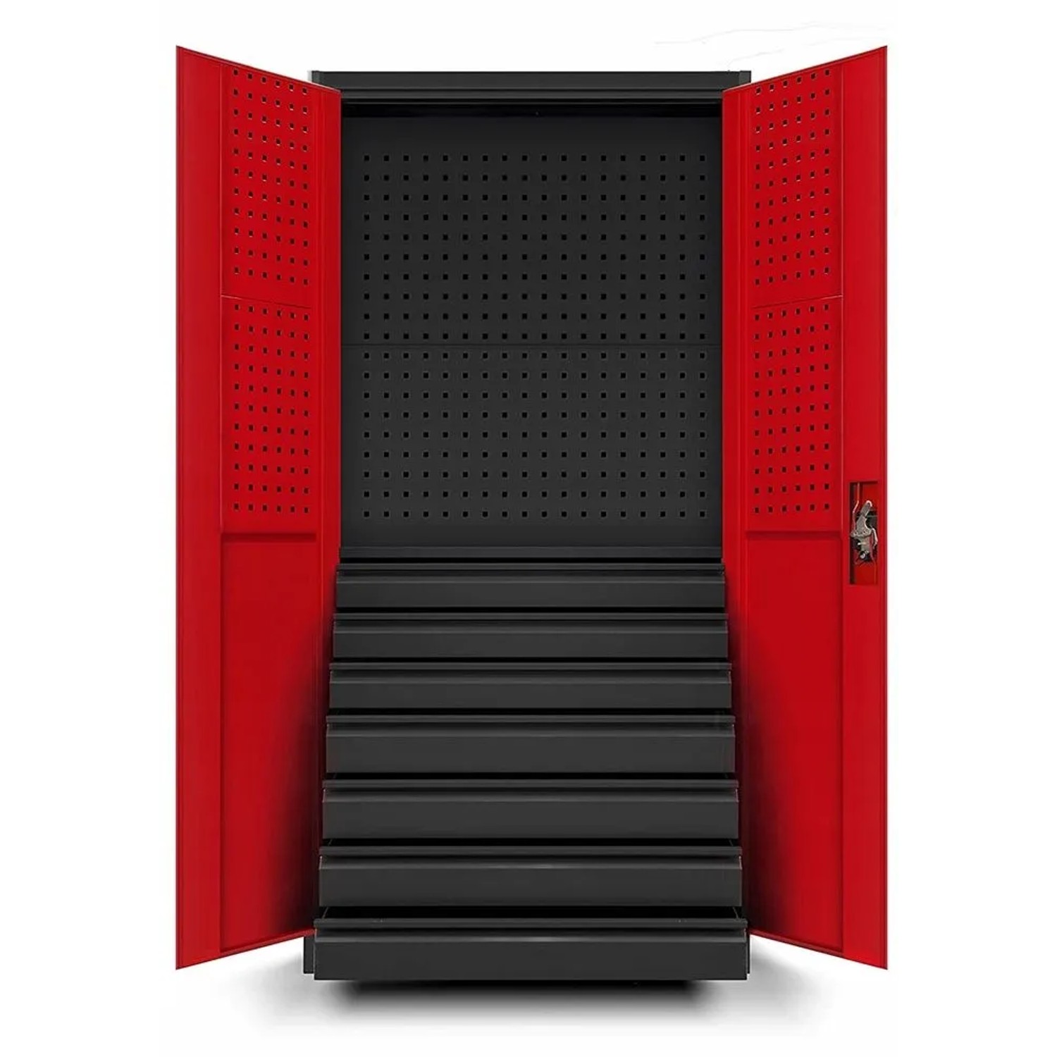 Jan Nowak Werkzeugschrank Werkstattschrank DAREK 185 x 92 x 50 cm Anthrazit-Rot
