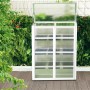 Balkon Anzuchthaus mit 3 Etagen, Aluminiumrahmen und transparenten Polycarbonatplatten.