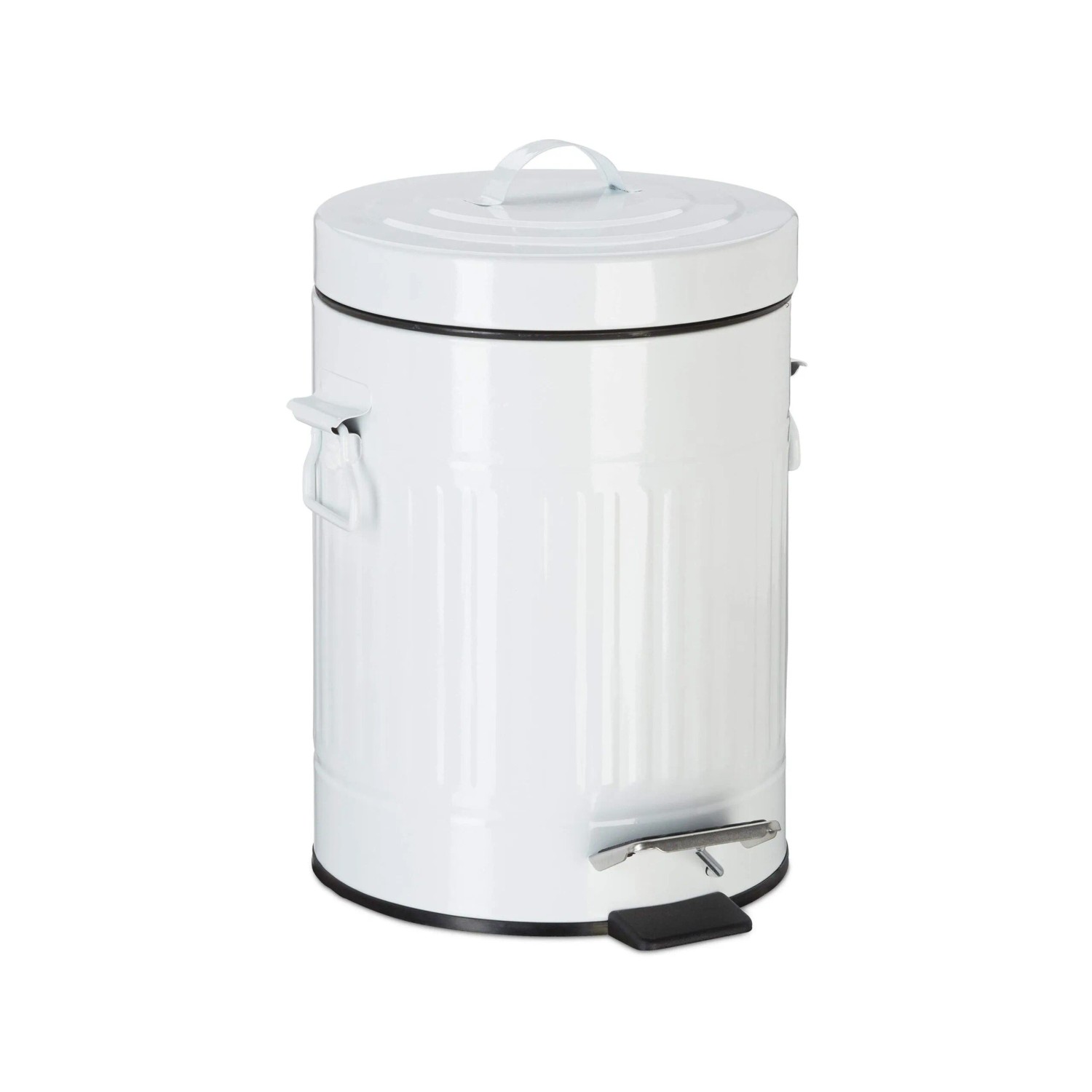 Relaxdays Treteimer Metall Weiß Rutschfest 5 Liter 32,5 cm x 22 cm x 25 cm 1 kg