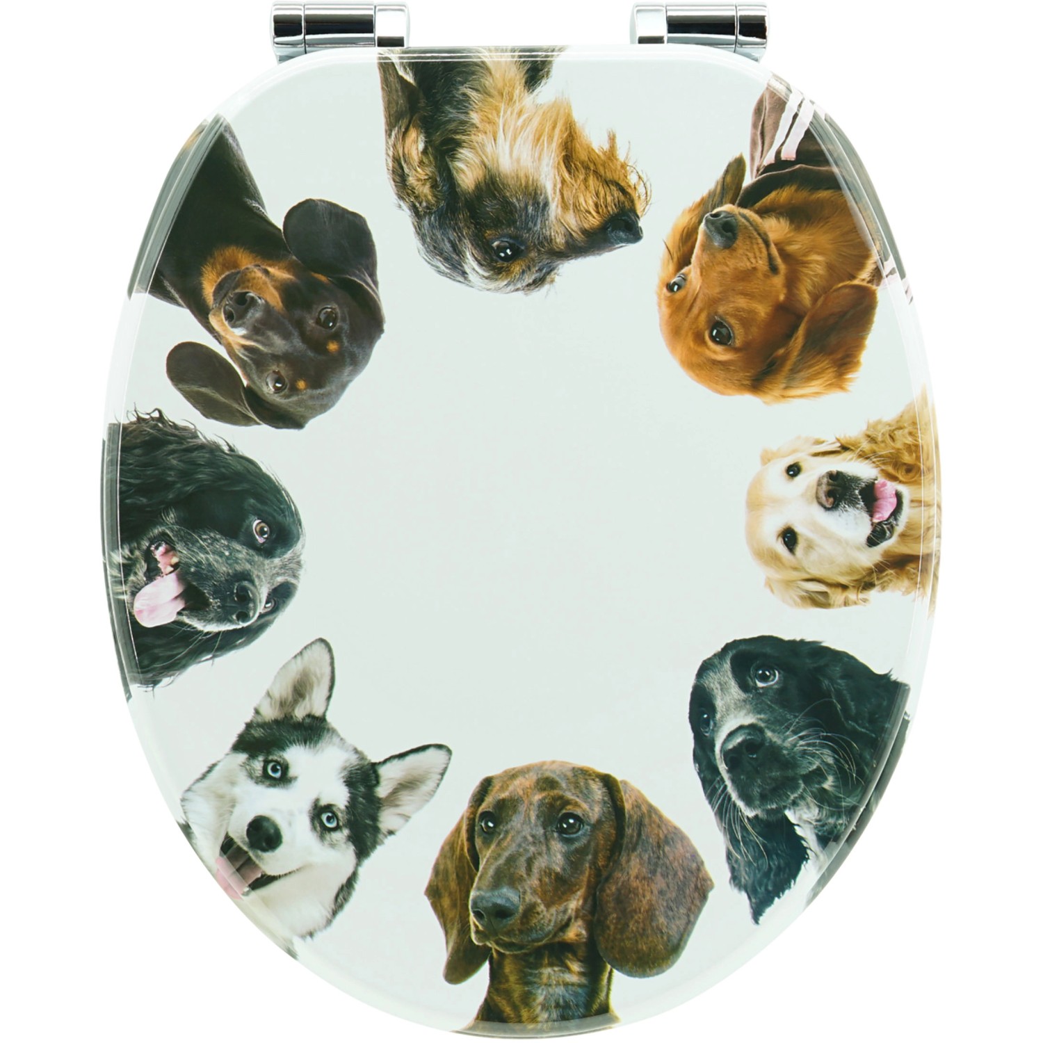 Sanfino WC Sitz Ring of Dogs Toilettendeckel mit Absenkautomatik aus Holz