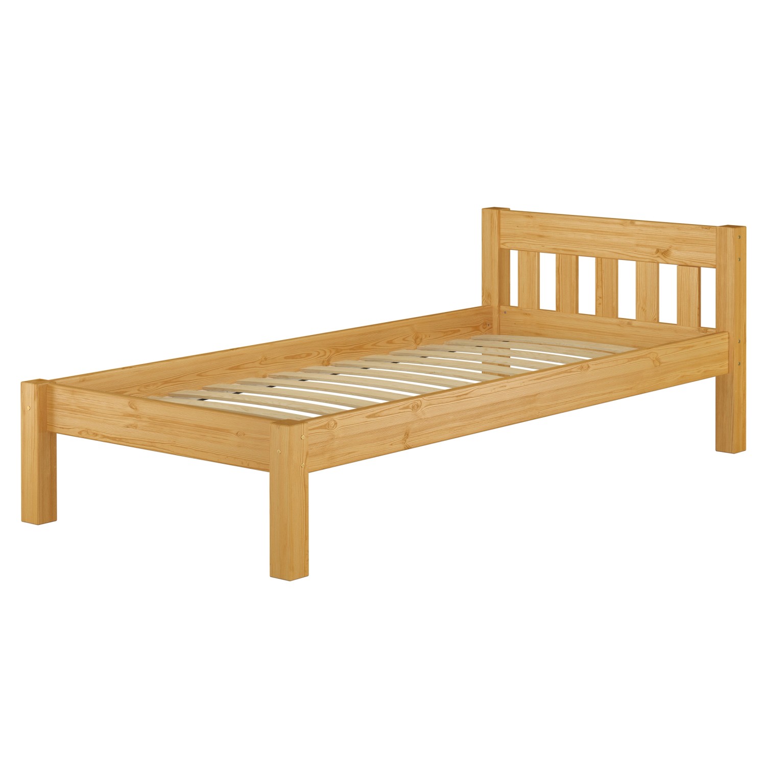 Erst-Holz Stabiles Kiefernbett in Eicheton Gebeizt 90 x 200 cm Federleisten