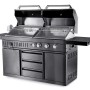 MyOutdoorKitchen Gas- und Holzkohlegrill Black Collection, freistehende Outdoorküche aus Edelstahl.