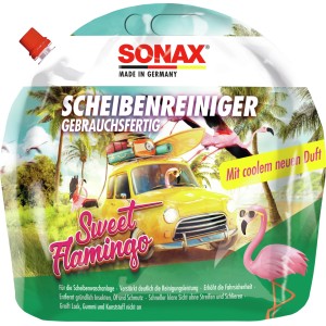 Sonax Scheibenreiniger Flamingo, 3L, gebrauchsfertig für klare Sicht im Auto. Autopflege.