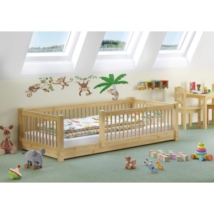 Erst-Holz Kinderbett 80 x 190 cm Niedriges Bodenbett Kiefer Massiv Kleinkinder Modell 65 ohne Zubehör