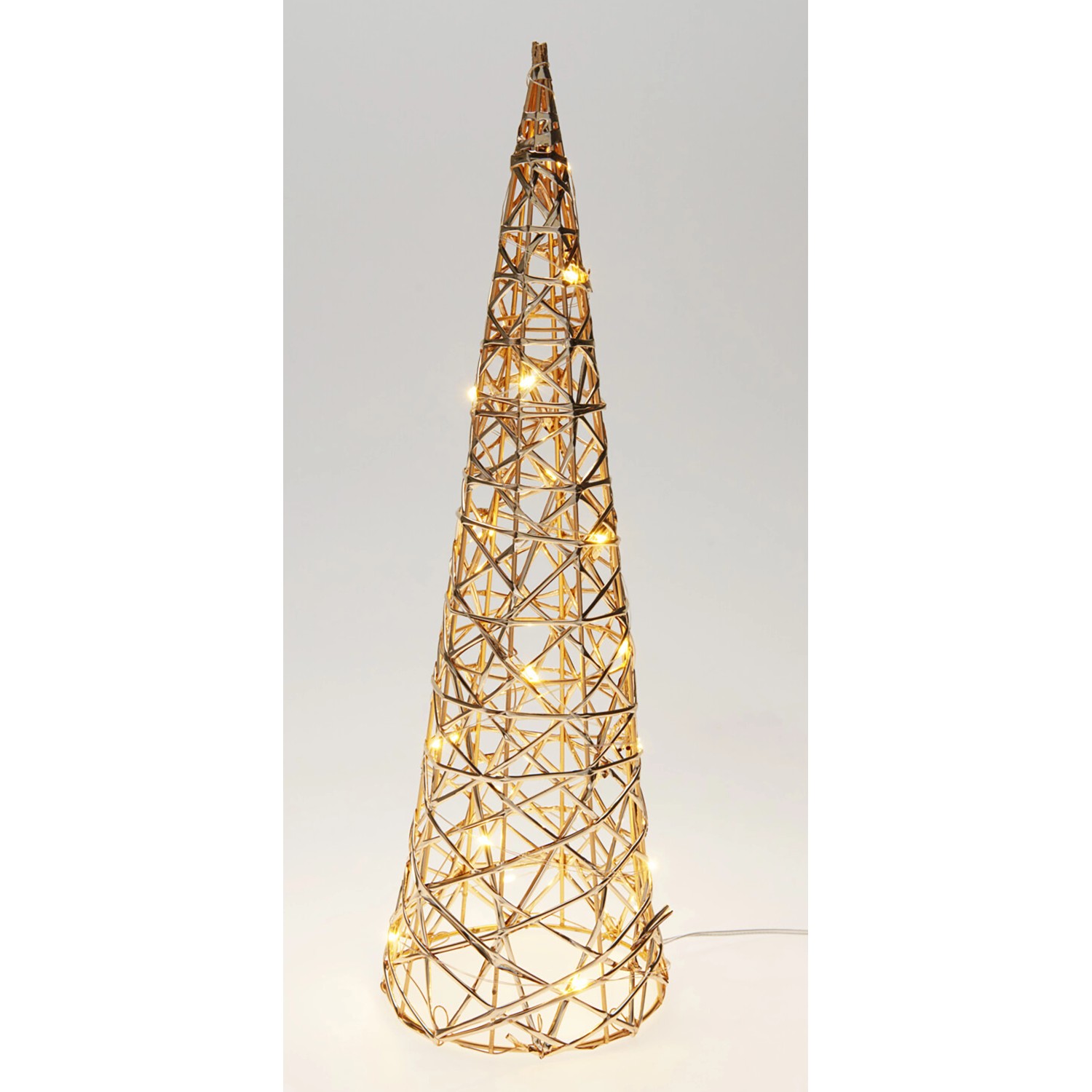 Weihnachts-Deko Kegelbaum 20 LEDs Warmweiß Eisen 12 x 12 x 40 cm Gold