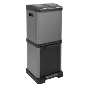 Svita 3xcombo 32L Mülleimer Mülltrennsystem Abfalleimer Mit Fächern Grau