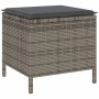 Grauer vidaXL Gartenhocker aus Polyrattan mit grauem Kissen, Teil der 4-tlg. Essgruppe.
