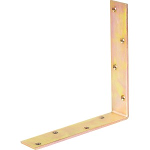 Gelb verzinkter Balkenwinkel, 200x200x40 mm, für leichte Holzkonstruktionen. Winkel & Holzverbinder.