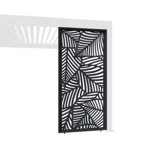 Dekorative Weide Pergola Wand aus Aluminium mit Blattdesign in Anthrazit.