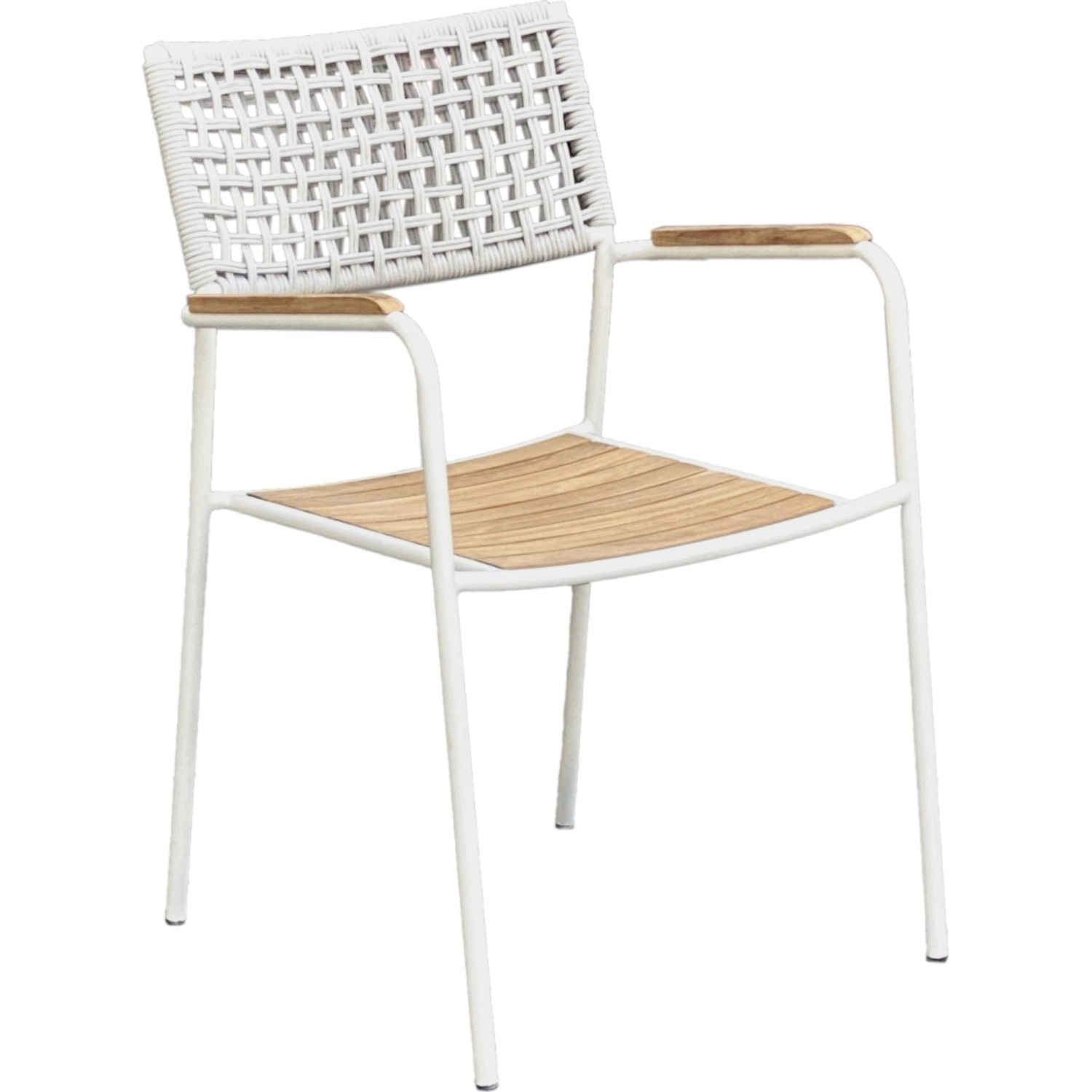 Garden Pleasure Stapelstuhl Carmel 4er Set 84 cm x 57 cm x 55 cm Braun-Weiß günstig online kaufen