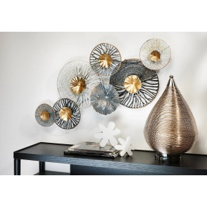 Kobolo Wandbild ROOTS: 3D Metallbild in Anthrazit, Silber und Gold als moderne Wanddeko.