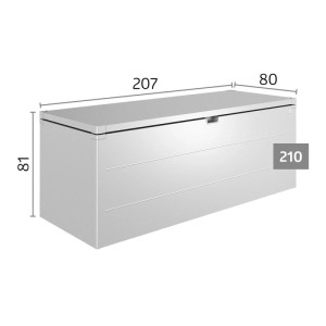 Dunkelgrau-metallic Biohort StyleBox 210 Universalbox. Regenwasserdichte Gartentruhe mit glatter Oberfläche für Terrasse, Balkon.