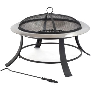 Tepro Feuerstelle Silver City mit Funkenschutz und Schürhaken, schwarz/silber.