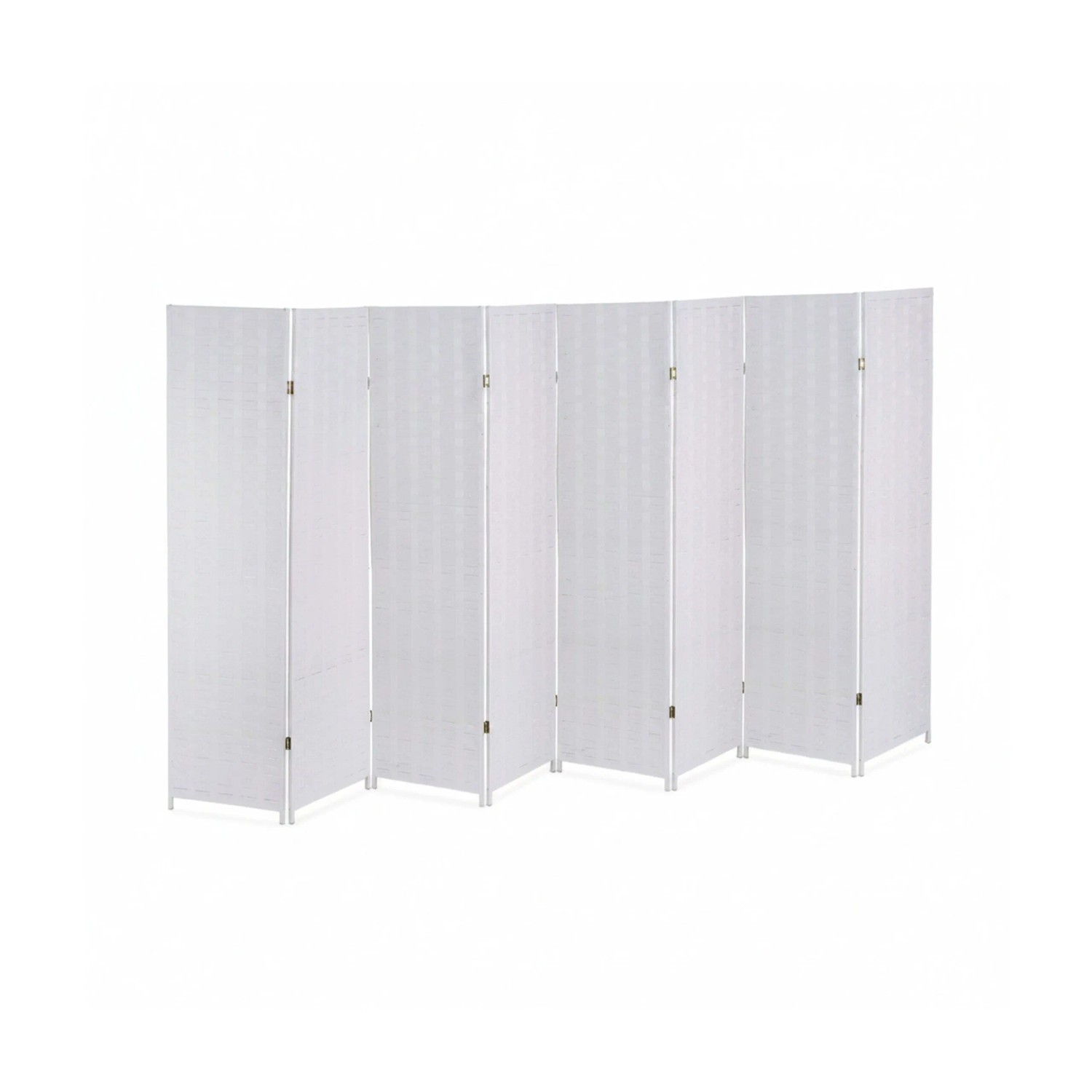 Relaxdays Paravent Holz Weiß 8-teilig Faltbar 170 cm x 320 cm x 2 cm