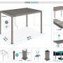 Cazeboo Piana Bioklimatische Pergola 3x2m aus Aluminium in Taupe mit Maßangaben.