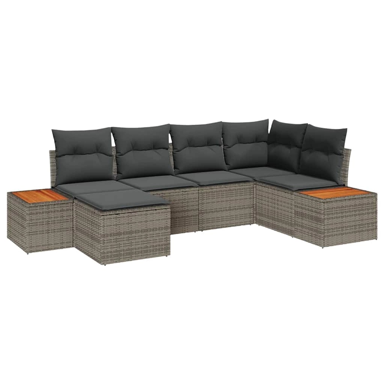 vidaXL Garten-Sofa-Set mit Kissen 6-Tlg Grau Poly Rattan 3348120 günstig online kaufen