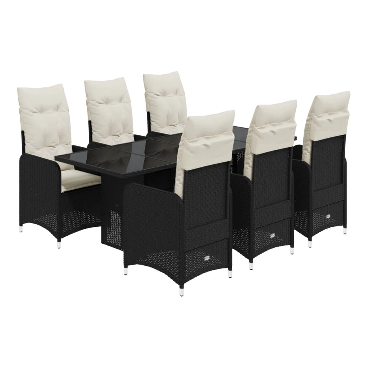 vidaXL 7-tlg Garten-Bistro-Set mit Kissen Schwarz Poly Rattan Modell 2