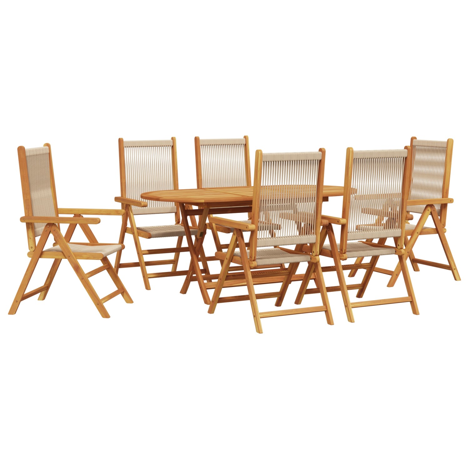 vidaXL 7-tlg Garten-Essgruppe Beige Massivholz Akazie & Poly Rattan 3375741 günstig online kaufen