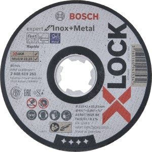 Bosch X-Lock Trennscheibe Expert für Inox/Metall, Ø 115mm. Zubehör für Winkelschleifer.