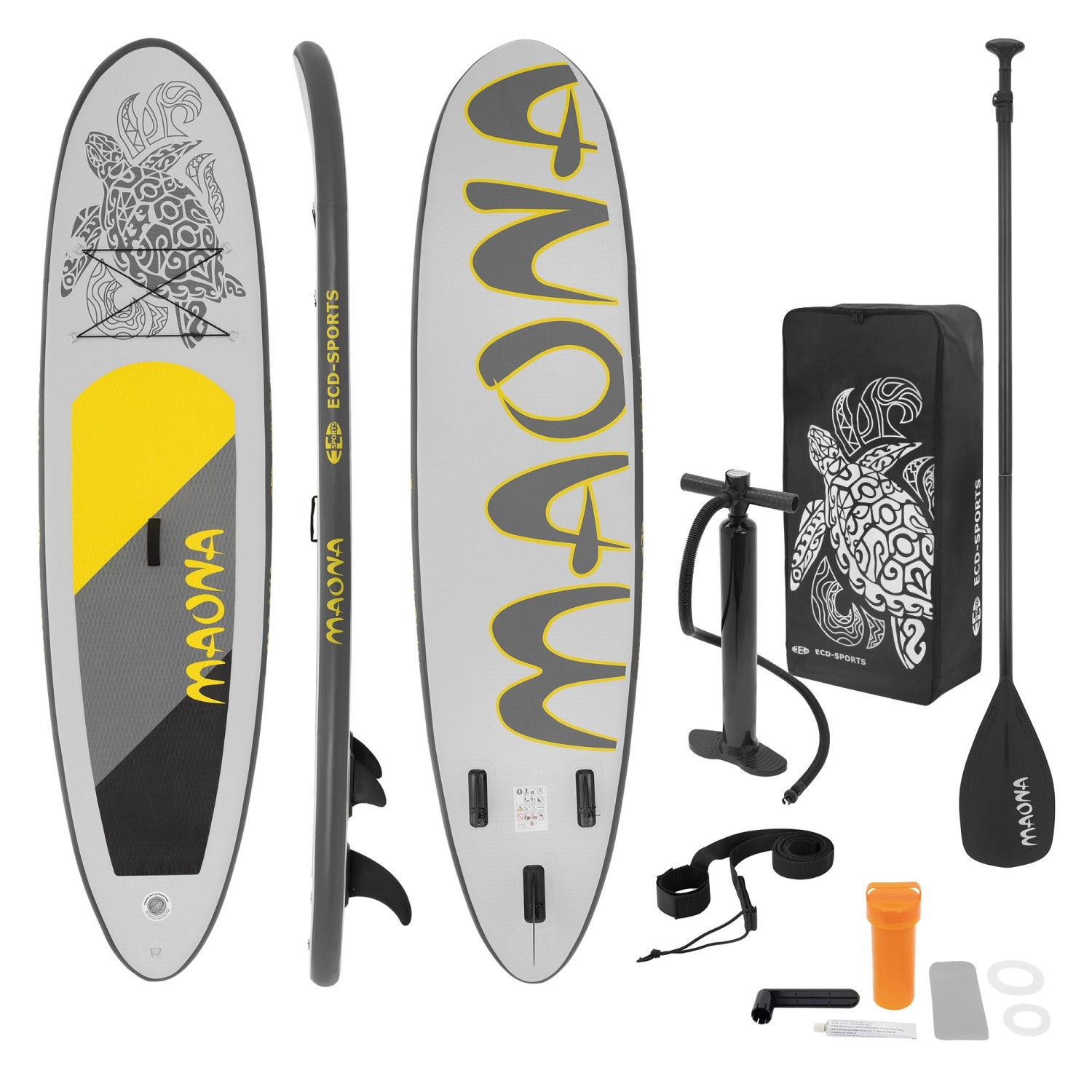 ECD Germany Aufblasbares Stand Up Paddle Board Maona 308 x 76 x 10 cm Grau PVC