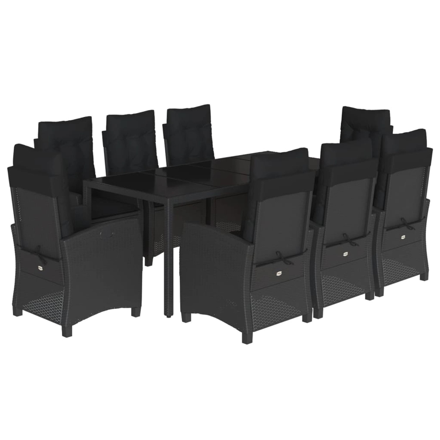 vidaXL 9-Tlg Garten-Essgruppe mit Kissen Schwarz Poly Rattan 3212643 günstig online kaufen
