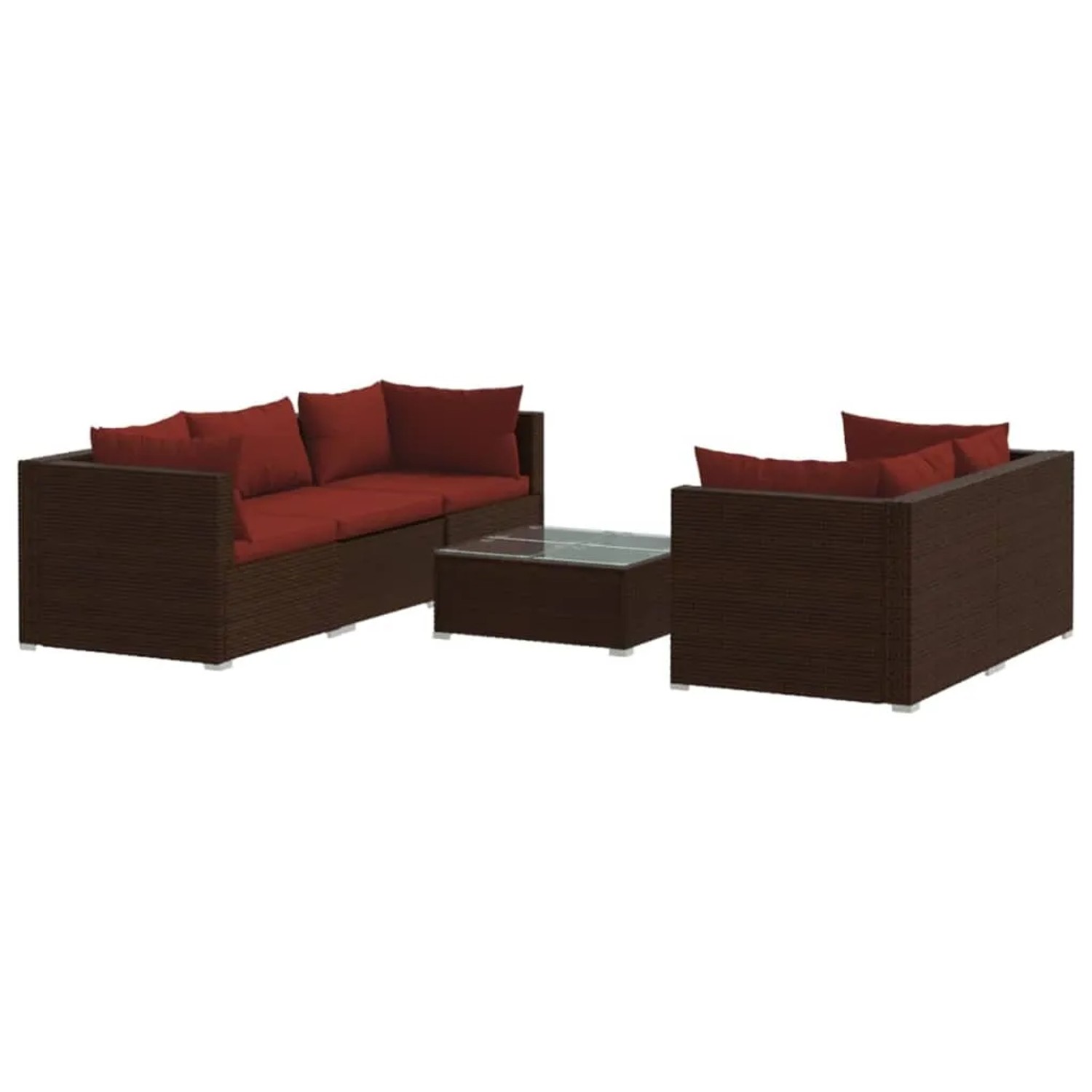 vidaXL 6-Tlg Garten-Lounge-Set mit Auflagen Poly Rattan Braun 3101491