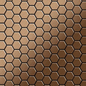 Mosaikfliese Titan Kupfer gebürstet, hexagonale Metallfliesen für Wand und Boden.