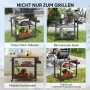 Outsunny Grillwagen aus Stahl, schwarz, mit Ablagen und Rollen, vielseitig einsetzbar.