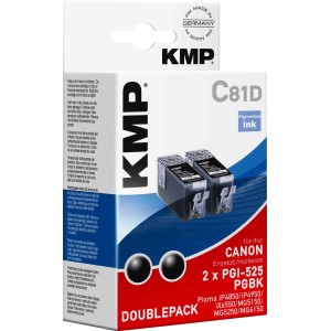 KMP Tintenpatrone DoublePack C81D Schwarz für Canon Drucker, 2er-Pack.