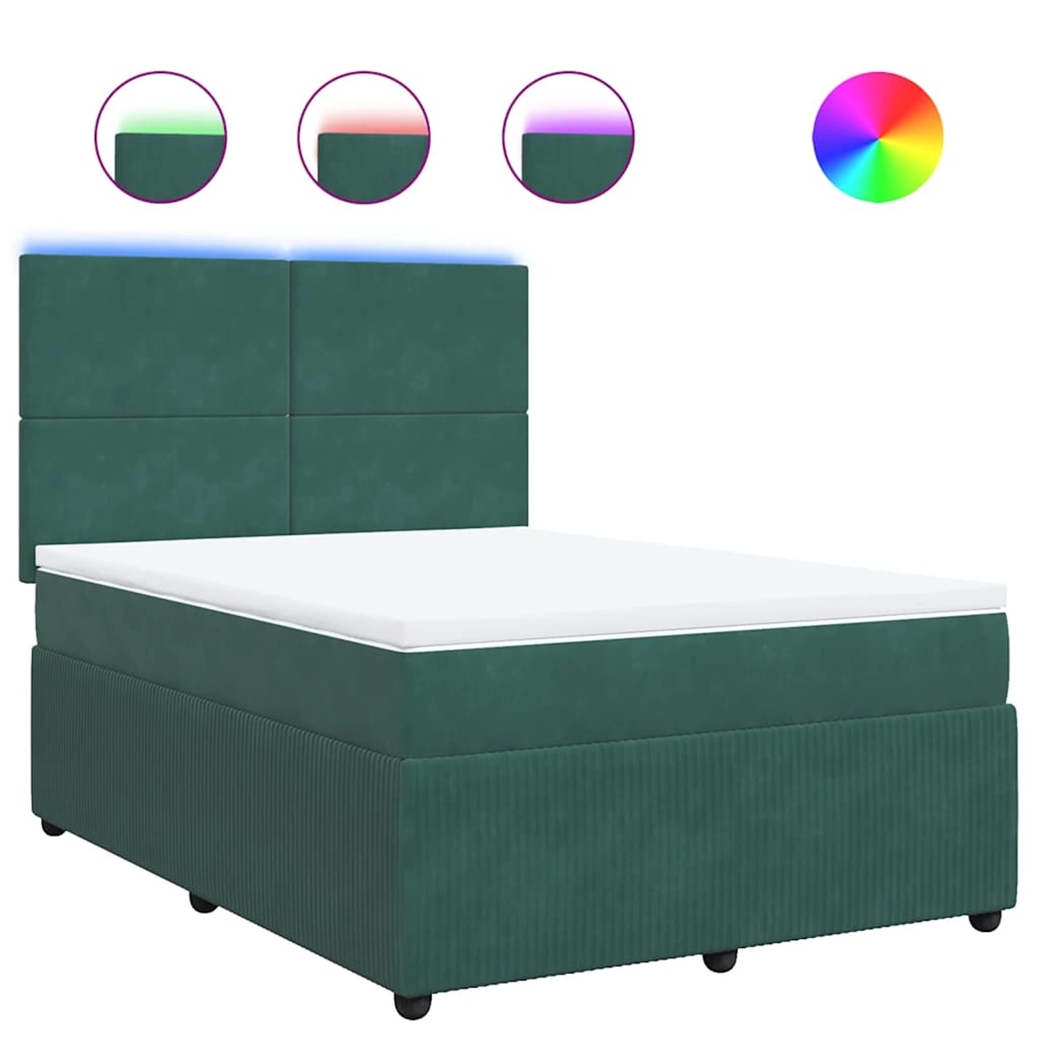 vidaXL Boxspringbett mit Matratze Dunkelgrün 140x200 cm Samt 3294655 günstig online kaufen
