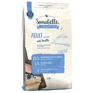 Sanabelle Adult Forelle Katzentrockenfutter, 2 kg Packung. Vollnahrung mit Forelle für ausgewachsene Katzen.
