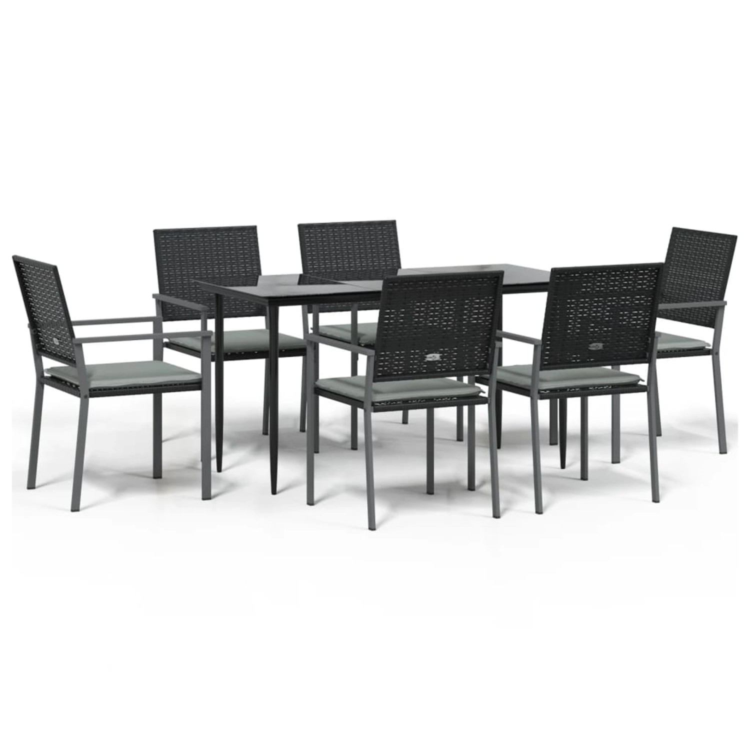 vidaXL 7-Tlg Garten-Essgruppe mit Kissen Poly Rattan und Stahl 3187006 günstig online kaufen