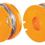 Zwei LUX Ersatzspulen T 369 für Rasentrimmer, Einzelfaden Ø 1,5 mm, je 2,5 m lang.