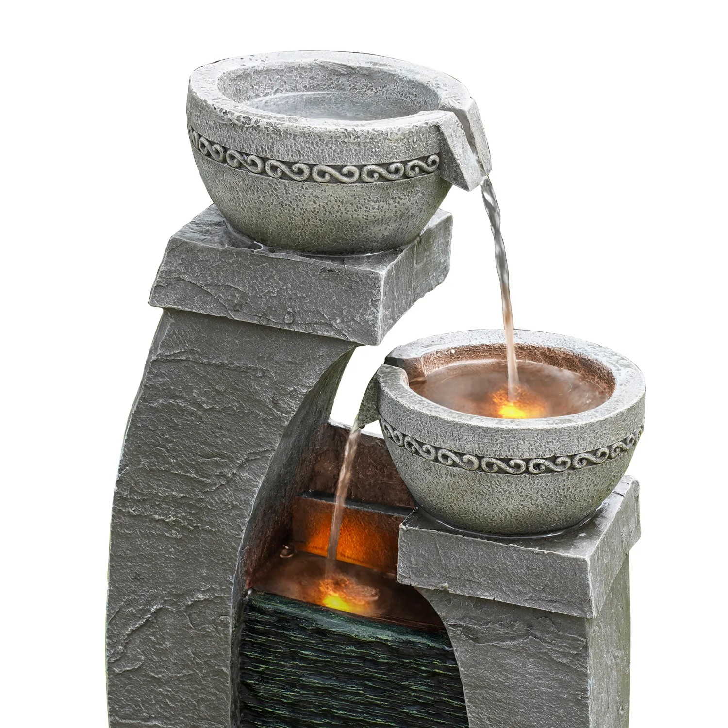 Solarbetriebener Brunnen Solar Gartenbrunnen Mit Bambus Wasserfall -  Outdoor Wasserspiel Fr Entspannte Atmosphre