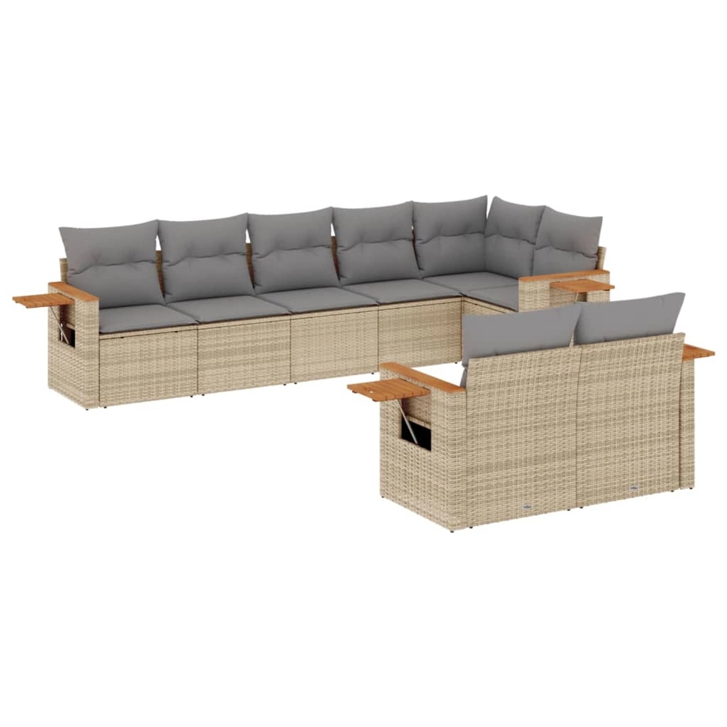 vidaXL 8-tlg Garten-Sofagarnitur mit Kissen Beige Poly Rattan Modell 114 günstig online kaufen