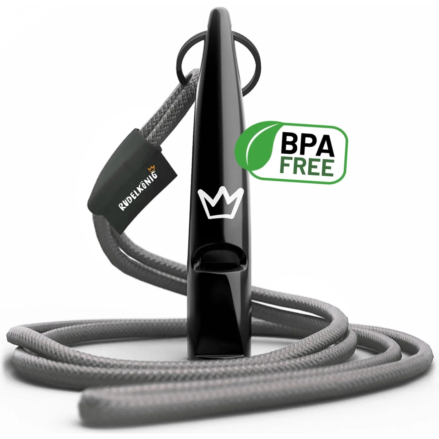 Rudelkönig Hundepfeife Rückruf Trainingspfeife 5900 Hz Schwarz mit Pfeifenband