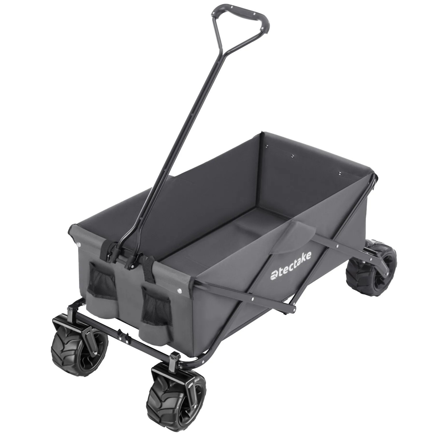 Tectake Bollerwagen Heidrun Faltbar Extra Breite Kunststoffräder  114 x 51 x 120 50 cm Grau